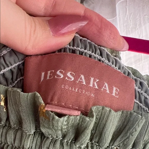 JessaKae Olive Green Maxi Dress with Gold Accents - Picture 3 of 4